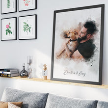 Φόρτωση εικόνας στο εργαλείο προβολής Συλλογής, Πορτραίτο Δικό Σας μαζί με το Κατοικίδιο σας - Νερομπογιά