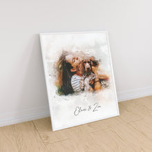 Φόρτωση εικόνας στο εργαλείο προβολής Συλλογής, Πορτραίτο Δικό Σας μαζί με το Κατοικίδιο σας - Νερομπογιά